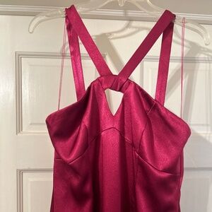 Aidan Mattox Women's Cocktail Dress Size 10 Pink Satin Sheath High Low Hemline